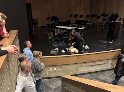 Training. Teachers and staff practiced their prior knowledge on AEDs and CPR. Stations were set up to the ability for teachers to physically practice. “It needs to be something that is more brought to the public,” BHS head boys basketball coach Jordan Wilhelm said.