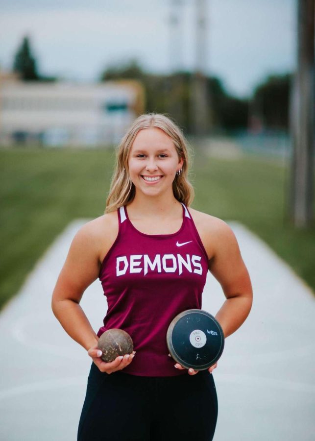 Senior pose. Senior Katelyn Rath’s high school career is coming to a close. She credits her success to her coaches. “Our Demon throwing coaches are not just there to tell us what we do wrong or good,” Rath said. “They are some of the most supportive coaches you’ll see at BHS.” 