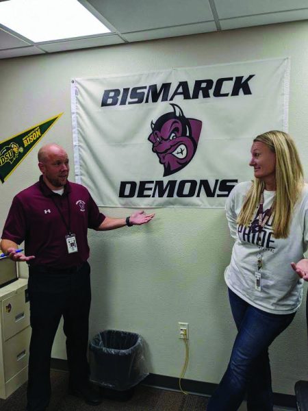 Johnson and Johnson. It is just another day in the office as assistant principals Lynette and Ryan Johnson have a discussion. Ironically, both administrators worked at West Fargo High School before claiming Bismarck High School as their home. “We have a fantastic staff and the best student body in the state,” Lynette said.